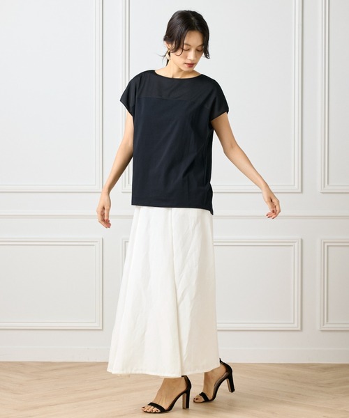 INED（イネド）の「トリコットシフォン シースルードッキングプルオーバー（Tシャツ/カットソー・レディース・オフホワイト/チャコールグレー/ブラック・9号）」の9枚目の写真