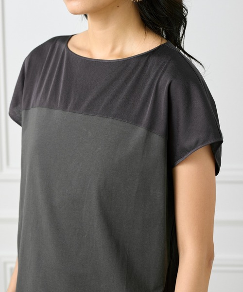 INED（イネド）の「トリコットシフォン シースルードッキングプルオーバー（Tシャツ/カットソー・レディース・オフホワイト/チャコールグレー/ブラック・9号）」の11枚目の写真