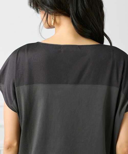 INED（イネド）の「トリコットシフォン シースルードッキングプルオーバー（Tシャツ/カットソー・レディース・オフホワイト/チャコールグレー/ブラック・9号）」の13枚目の写真