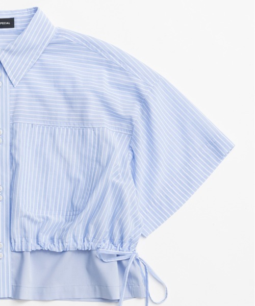 ブラウス シャツ Color Stitch Short Shirt/カラーステッチショートシャツ「MAISON SPECIAL/メゾンスペシャル」 レ Color Stitch Short Shirt/カラーステッチショートシャツ