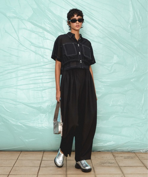 MAISON SPECIAL(メゾンスペシャル) カラーステッチショートシャツ Color Stitch Short Shirt/カラーステッチショートシャツ