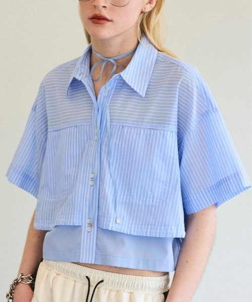 MAISON SPECIAL(メゾンスペシャル) カラーステッチショートシャツ Color Stitch Short Shirt/カラーステッチショートシャツ