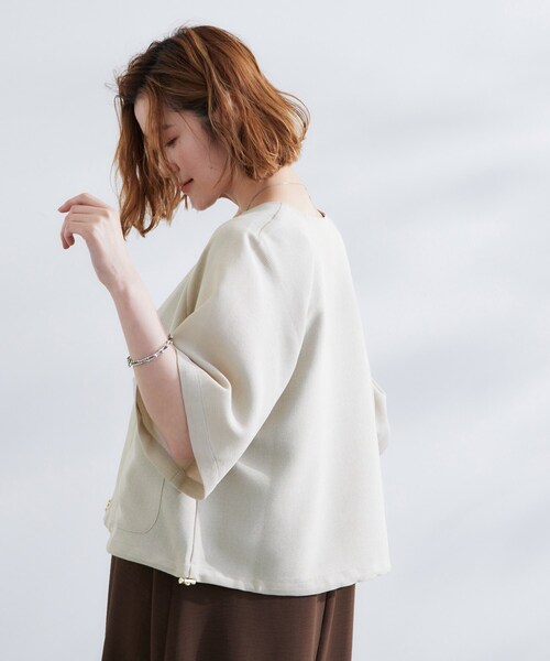grove(グローブ)の「透け感と立体感で魅せる、大人の夏のメッシュワイドスリーブジャケット(ノーカラージャケット・レディース・ナチュラル/ブラック/カーキ・01/02/04/05/03)」の13枚目の写真