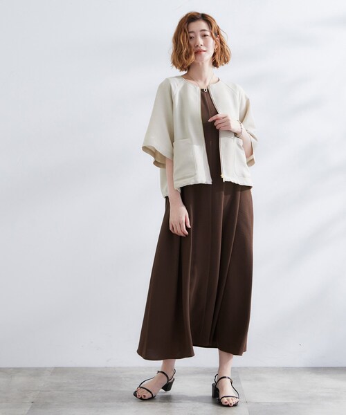 grove(グローブ)の「透け感と立体感で魅せる、大人の夏のメッシュワイドスリーブジャケット(ノーカラージャケット・レディース・ナチュラル/ブラック/カーキ・01/02/04/05/03)」の15枚目の写真