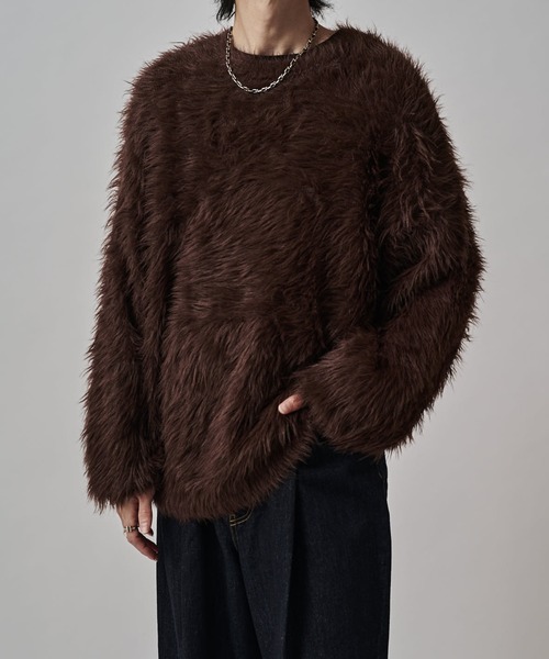 Lui's(ルイス)の「シャギークルーネックニット(ニット/セーター・レディース・ブラウン/チャコールグレー/ライトグレー/ホワイト/サックスブルー/ブラック・XS/M)」の5枚目の写真