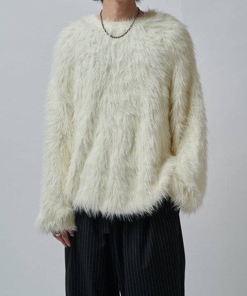 Lui's(ルイス)の「シャギークルーネックニット(ニット/セーター・レディース・ブラウン/チャコールグレー/ライトグレー/ホワイト/サックスブルー/ブラック・XS/M)」の1枚目の写真