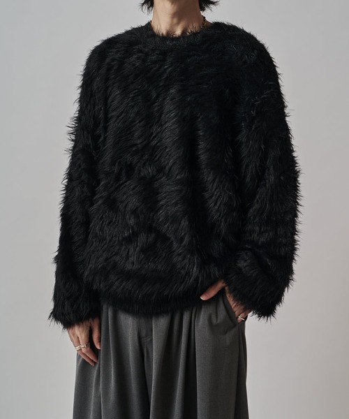 Lui's ルイス　シャギークルーネックニット　ブラック シャギークルーネックニット（ニット/セーター）｜Lui's（ルイス）の