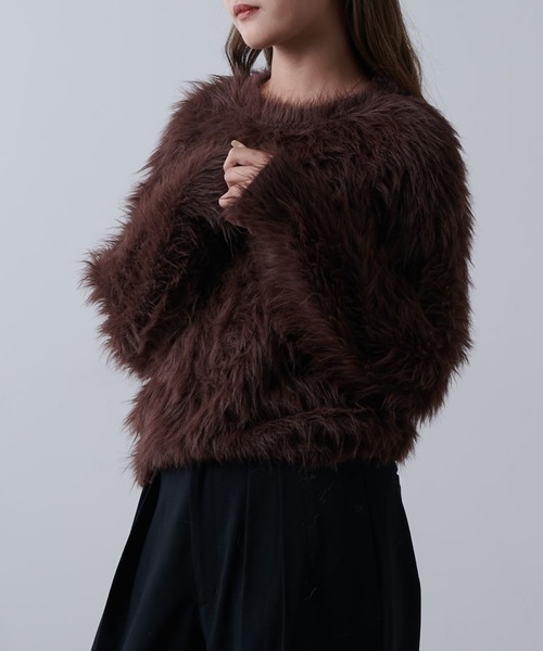 Lui's(ルイス)の「シャギークルーネックニット(ニット/セーター・レディース・ブラウン/チャコールグレー/ライトグレー/ホワイト/サックスブルー/ブラック・XS/M)」の20枚目の写真