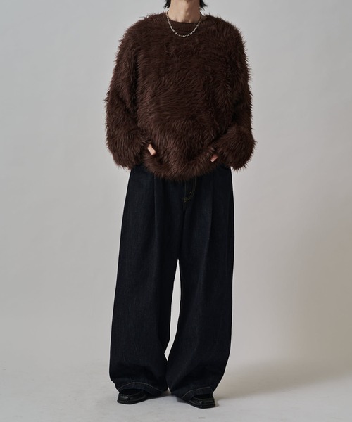 Lui's ルイス　シャギークルーネックニット　ブラック シャギークルーネックニット（ニット/セーター）｜Lui's（ルイス）の