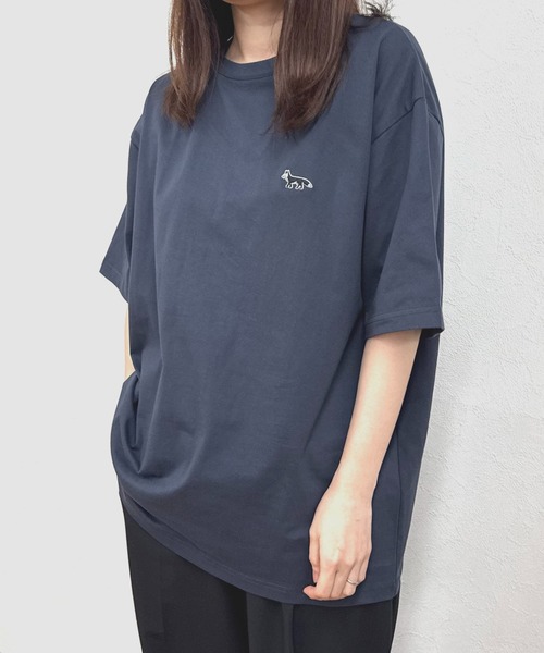 T-MAC OUTING(ティーマック アウティング)の「T-MAC ワンポイント刺繍 オーバーサイズ半袖Tシャツ FOX刺繍 ルーズシルエット(Tシャツ/カットソー・メンズ・チャコール/ネイビー/ブラウン/ブラック/グレイッシュベージュ/オフホワイト/ダークグリーン・M/L/LL)」の18枚目の写真