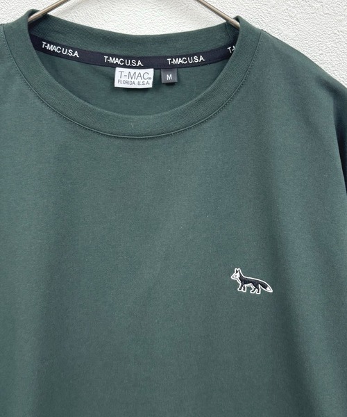 セール】T-MAC ワンポイント刺繍 オーバーサイズ半袖Tシャツ FOX刺繍