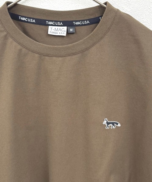 T-MAC OUTING(ティーマック アウティング)の「T-MAC ワンポイント刺繍 オーバーサイズ半袖Tシャツ FOX刺繍 ルーズシルエット(Tシャツ/カットソー・メンズ・チャコール/ネイビー/ブラウン/ブラック/グレイッシュベージュ/オフホワイト/ダークグリーン・M/L/LL)」の22枚目の写真