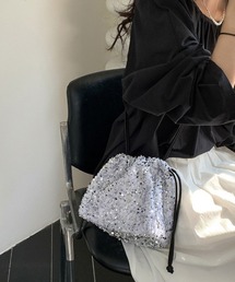 スパンコール巾着ショルダーバッグ