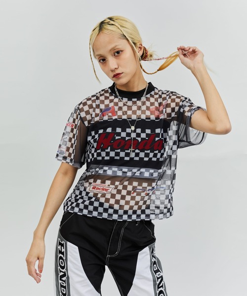 SunsetPark 2025 プリーツレースデザインシャツ　ピンク atmos pink Classic Embroidery Logo T-shirt PINK （アトモス