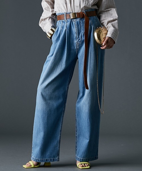 GEVS.（ジェイヴィス）の「ライトオンスデニムタックワイドパンツ＜大きいサイズ有＞GEVS.（デニムパンツ・レディース・ライトブルー/ブルー・73/76/80/84/88/92/96/98/122/106/114）」の10枚目の写真