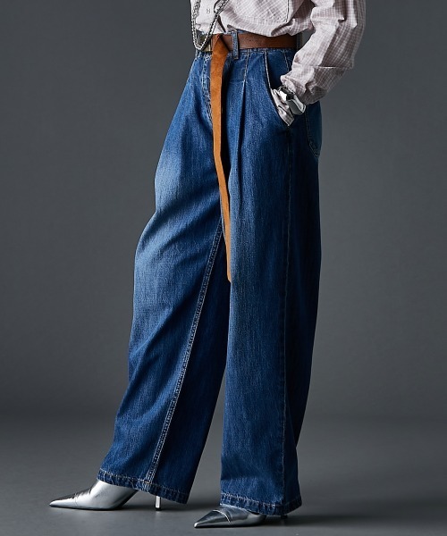 GEVS.（ジェイヴィス）の「ライトオンスデニムタックワイドパンツ＜大きいサイズ有＞GEVS.（デニムパンツ・レディース・ライトブルー/ブルー・73/76/80/84/88/92/96/98/122/106/114）」の17枚目の写真