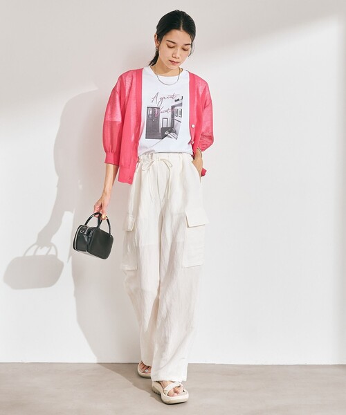 green label relaxing（グリーンレーベルリラクシング）の「BREEZE LINEN ブリーズリネン カーゴ パンツ オフホワイト（カーゴパンツ・レディース・オフホワイト・36/38）」の3枚目の写真