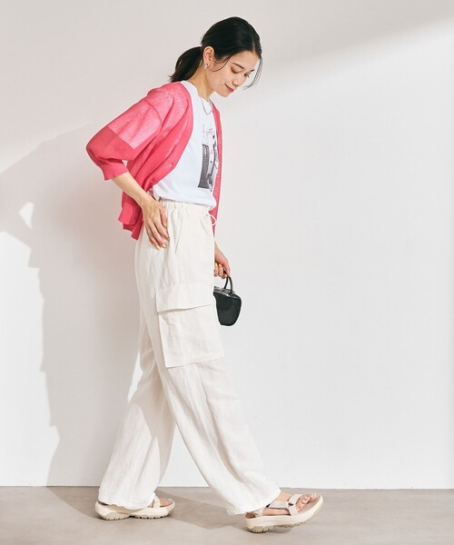 green label relaxing（グリーンレーベルリラクシング）の「BREEZE LINEN ブリーズリネン カーゴ パンツ オフホワイト（カーゴパンツ・レディース・オフホワイト・36/38）」の4枚目の写真