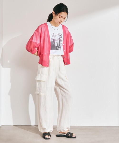 green label relaxing（グリーンレーベルリラクシング）の「BREEZE LINEN ブリーズリネン カーゴ パンツ オフホワイト（カーゴパンツ・レディース・オフホワイト・36/38）」の7枚目の写真