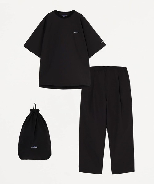 THOUSAND MILE（サウザンドマイル）の「THOUSAND MILE/サウザンドマイル SHORT SLEEVE T-SHIRT & LONG PANTS SET セットアップ ３点セット（セットアップ・メンズ・ベージュ/ブラック・M/L/XL）」の2枚目の写真