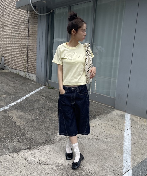 UNE MANSION（ユヌマンション）の「【ボタンでサイズ調整可能】【ユニセックスデニム】ウェーブバルーンウォッシュドユニークサイドポケットバミューダハーフパンツデニム（デニムパンツ・レディース・ライトブルー/ダークブルー・SMALL/MEDIUM/LARGE）」の14枚目の写真