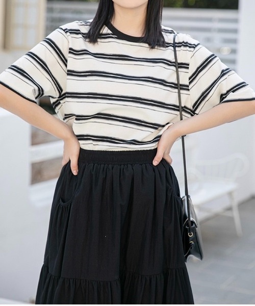 SHOUYO(ショウヨウ)の「元気カラーのボーダーTシャツ(Tシャツ/カットソー・レディース・ブラック/ライトブルー・M)」の11枚目の写真