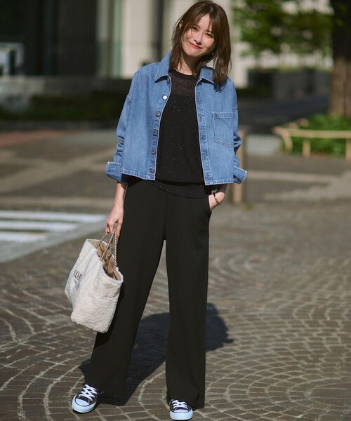 RED CARD TOKYO（レッドカード）の「【見上愛さん着用/RED CARD TOKYO×23区】クロップド デニム ジャケット（デニムジャケット・レディース・ターコイズブルー系/ダルブルー系・40/38）」の3枚目の写真