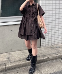 nemne store | ギャザーリボンワンピース(Tシャツ/カットソー)