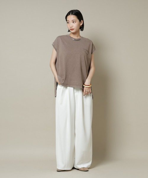 upperhights（アッパーハイツ）の「upper hights/BIG NO SLEEVE TEE（Tシャツ/カットソー・レディース・スミクロ/モカ・1）」の16枚目の写真