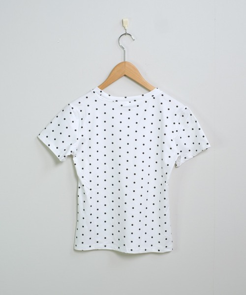 shopnikoniko(ショップニコニコ)の「Tシャツ ドット 柄 半袖 トップス バレエコア ピチT(Tシャツ/カットソー・レディース・グレー/ホワイト・フリー)」の18枚目の写真