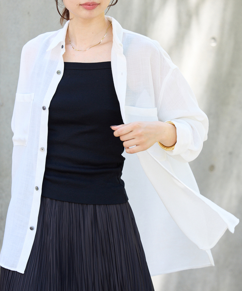 IENA 2025 シアーメッシュ シャツ イエナ IENA シアーメッシュ シャツ （ブラック