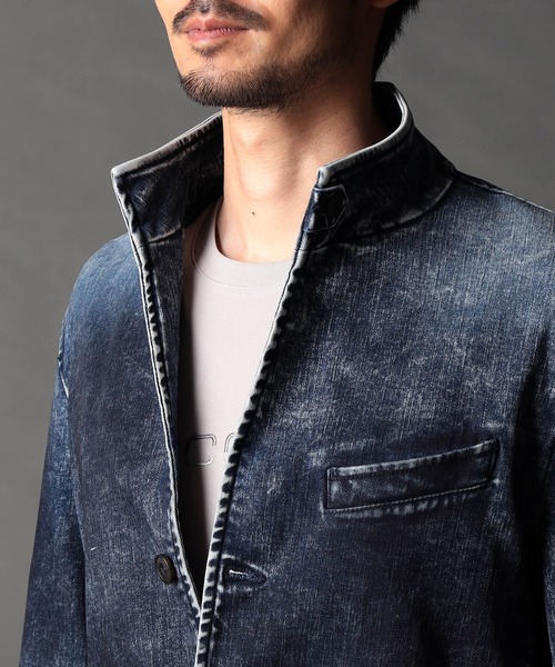 NICOLE CLUB FOR MEN（ニコルクラブフォーメン）の「シワ加工スタンドカヴァーオール（カバーオール・メンズ・オフホワイト/チャコール/ブルー/インディゴブルー・MEDIUM/LARGE/X-LARGE）」の5枚目の写真