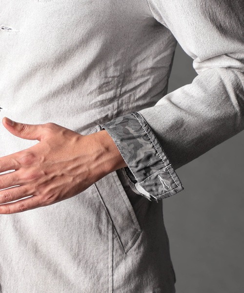 NICOLE CLUB FOR MEN（ニコルクラブフォーメン）の「シワ加工スタンドカヴァーオール（カバーオール・メンズ・オフホワイト/チャコール/ブルー/インディゴブルー・MEDIUM/LARGE/X-LARGE）」の10枚目の写真