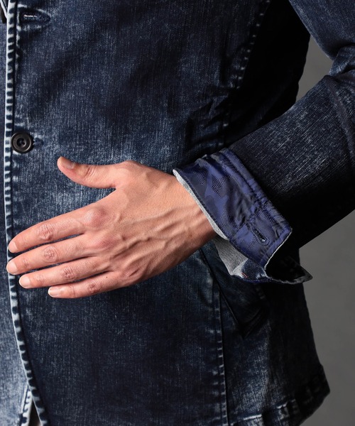 NICOLE CLUB FOR MEN（ニコルクラブフォーメン）の「シワ加工スタンドカヴァーオール（カバーオール・メンズ・オフホワイト/チャコール/ブルー/インディゴブルー・MEDIUM/LARGE/X-LARGE）」の6枚目の写真