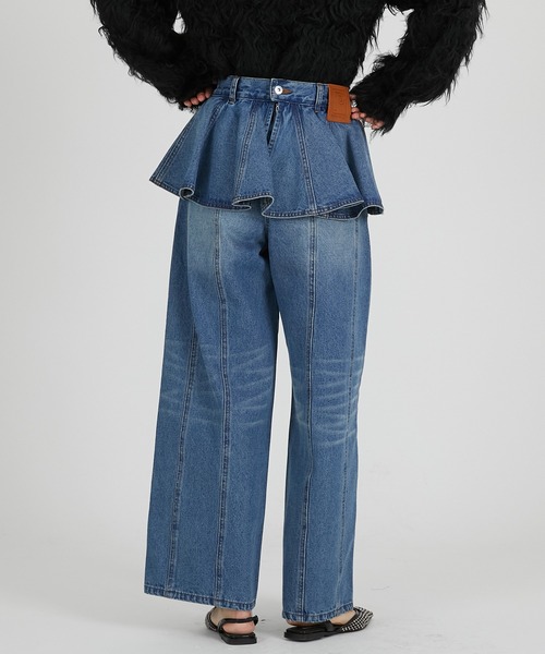 PRANK PROJECT(プランクプロジェクト)の「ペプラムデニムパンツ / Peplum Denim Pants(デニムパンツ・レディース・ブルー/ブラック・36/38)」の6枚目の写真