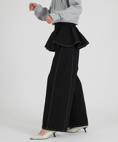 PRANK PROJECT(プランクプロジェクト)の「ペプラムデニムパンツ / Peplum Denim Pants(デニムパンツ・レディース・ブルー/ブラック・36/38)」の9枚目の写真