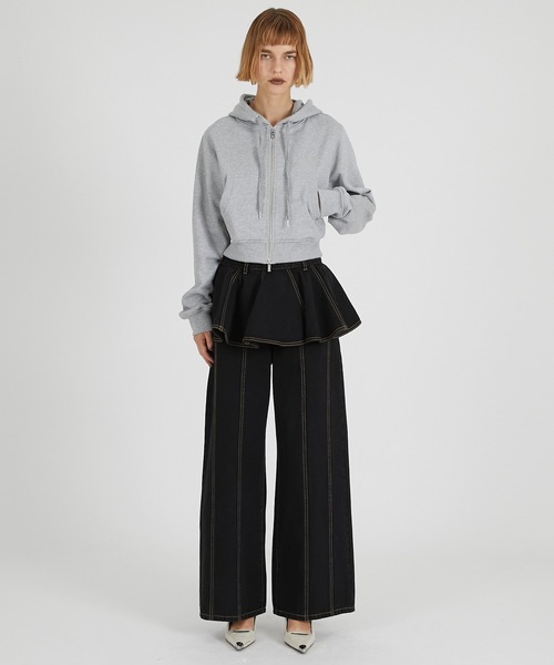 PRANK PROJECT(プランクプロジェクト)の「ペプラムデニムパンツ / Peplum Denim Pants(デニムパンツ・レディース・ブルー/ブラック・36/38)」の3枚目の写真