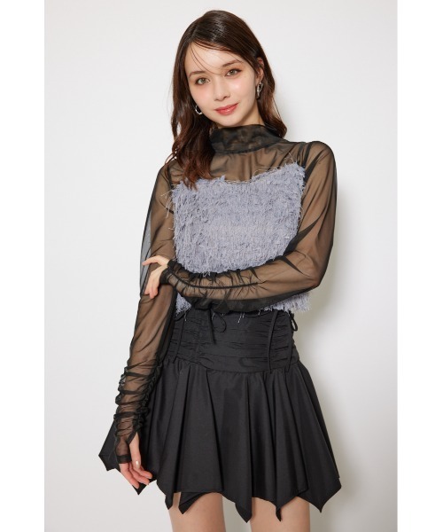 rienda(リエンダ)の「2WAYスリーブギャザーシアートップス 秋服(Tシャツ/カットソー・レディース・ベージュ系その他/ブラック/ブラック系その他・FREE)」の9枚目の写真