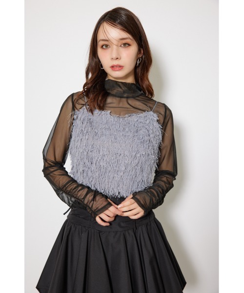 rienda(リエンダ)の「2WAYスリーブギャザーシアートップス 秋服(Tシャツ/カットソー・レディース・ベージュ系その他/ブラック/ブラック系その他・FREE)」の10枚目の写真