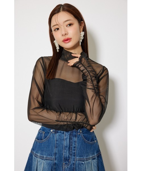 rienda(リエンダ)の「2WAYスリーブギャザーシアートップス 秋服(Tシャツ/カットソー・レディース・ベージュ系その他/ブラック/ブラック系その他・FREE)」の13枚目の写真
