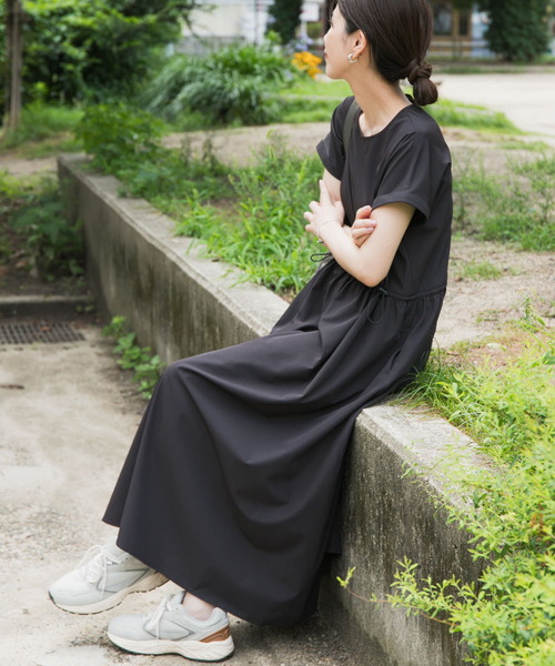 ウエストドロスト　ワンピース セール】『UR TECH』サマシェアウエストドロストワンピース