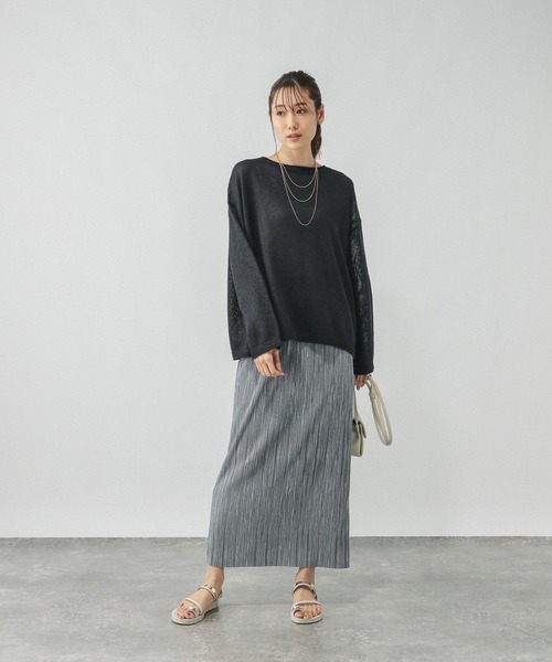 GLOBAL WORK（グローバルワーク）の「ペーパーヤーンドルマンプルオーバー/577961（ニット/セーター・レディース・スミクロ/ダークブラウン/ナチュラル/ローズ系8・MEDIUM/LARGE）」の5枚目の写真