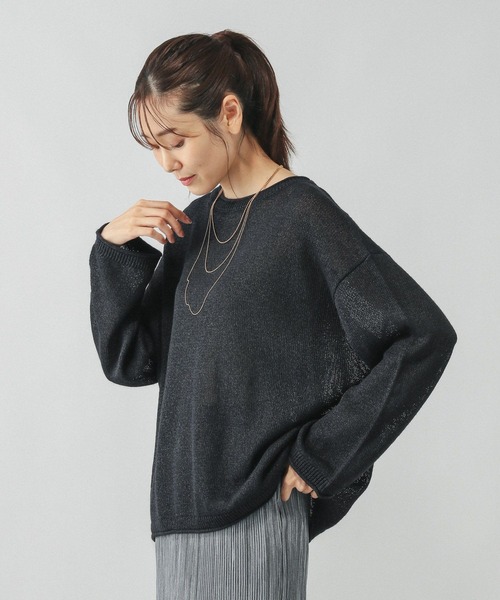 GLOBAL WORK（グローバルワーク）の「ペーパーヤーンドルマンプルオーバー/577961（ニット/セーター・レディース・スミクロ/ダークブラウン/ナチュラル/ローズ系8・MEDIUM/LARGE）」の8枚目の写真