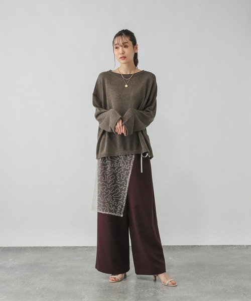 GLOBAL WORK（グローバルワーク）の「ペーパーヤーンドルマンプルオーバー/577961（ニット/セーター・レディース・スミクロ/ダークブラウン/ナチュラル/ローズ系8・MEDIUM/LARGE）」の9枚目の写真