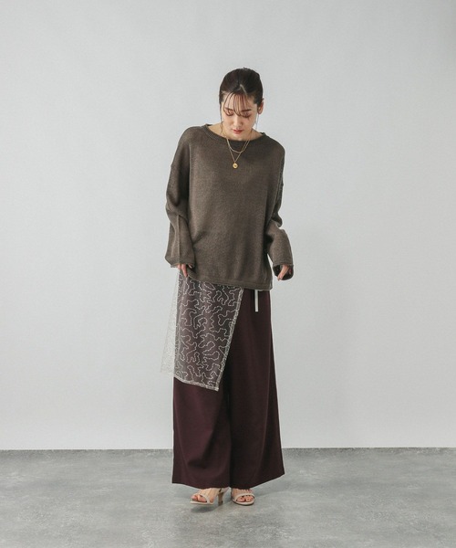 GLOBAL WORK（グローバルワーク）の「ペーパーヤーンドルマンプルオーバー/577961（ニット/セーター・レディース・スミクロ/ダークブラウン/ナチュラル/ローズ系8・MEDIUM/LARGE）」の10枚目の写真