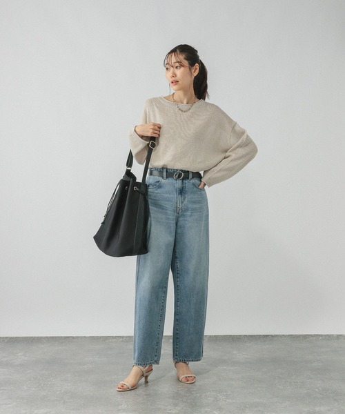 GLOBAL WORK（グローバルワーク）の「ペーパーヤーンドルマンプルオーバー/577961（ニット/セーター・レディース・スミクロ/ダークブラウン/ナチュラル/ローズ系8・MEDIUM/LARGE）」の14枚目の写真