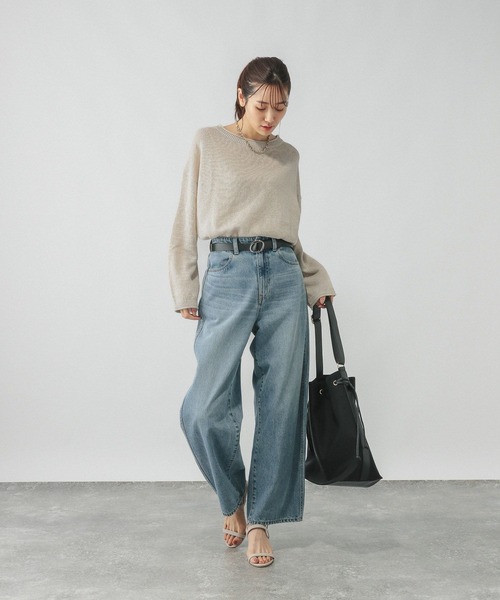 GLOBAL WORK（グローバルワーク）の「ペーパーヤーンドルマンプルオーバー/577961（ニット/セーター・レディース・スミクロ/ダークブラウン/ナチュラル/ローズ系8・MEDIUM/LARGE）」の15枚目の写真