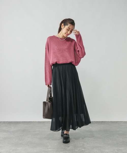 GLOBAL WORK（グローバルワーク）の「ペーパーヤーンドルマンプルオーバー/577961（ニット/セーター・レディース・スミクロ/ダークブラウン/ナチュラル/ローズ系8・MEDIUM/LARGE）」の19枚目の写真