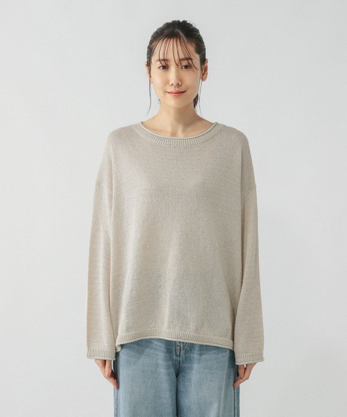 GLOBAL WORK（グローバルワーク）の「ペーパーヤーンドルマンプルオーバー/577961（ニット/セーター・レディース・スミクロ/ダークブラウン/ナチュラル/ローズ系8・MEDIUM/LARGE）」の22枚目の写真