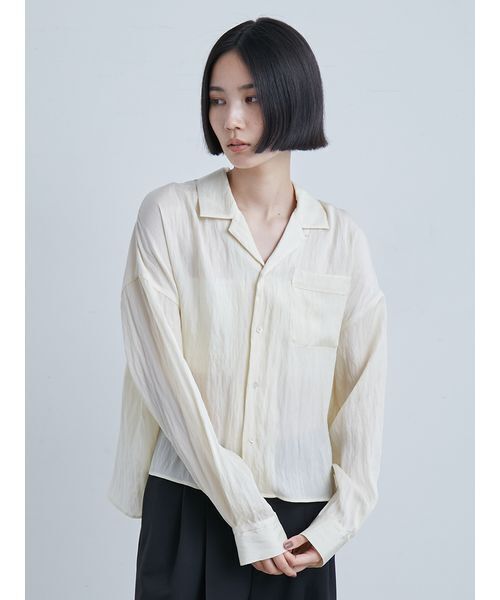 MIESROHE（ミースロエ）の「コンパクトオープンカラーシャツ（シャツ/ブラウス・レディース・ブルー/クリーム/ホワイト・F）」の2枚目の写真